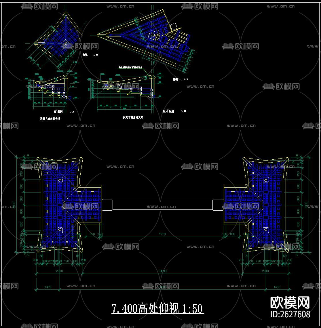 古建牌坊牌楼设计CAD施工图下载（渲染图7）