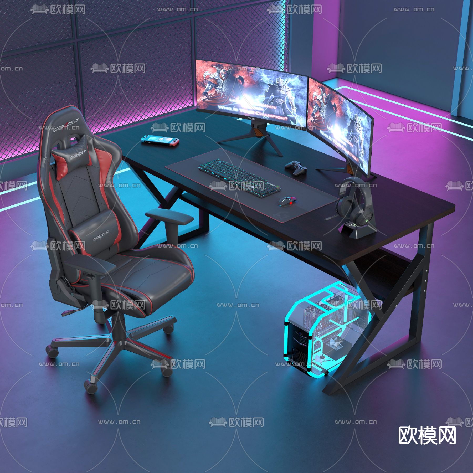 电竞桌 电玩椅3d模型下载