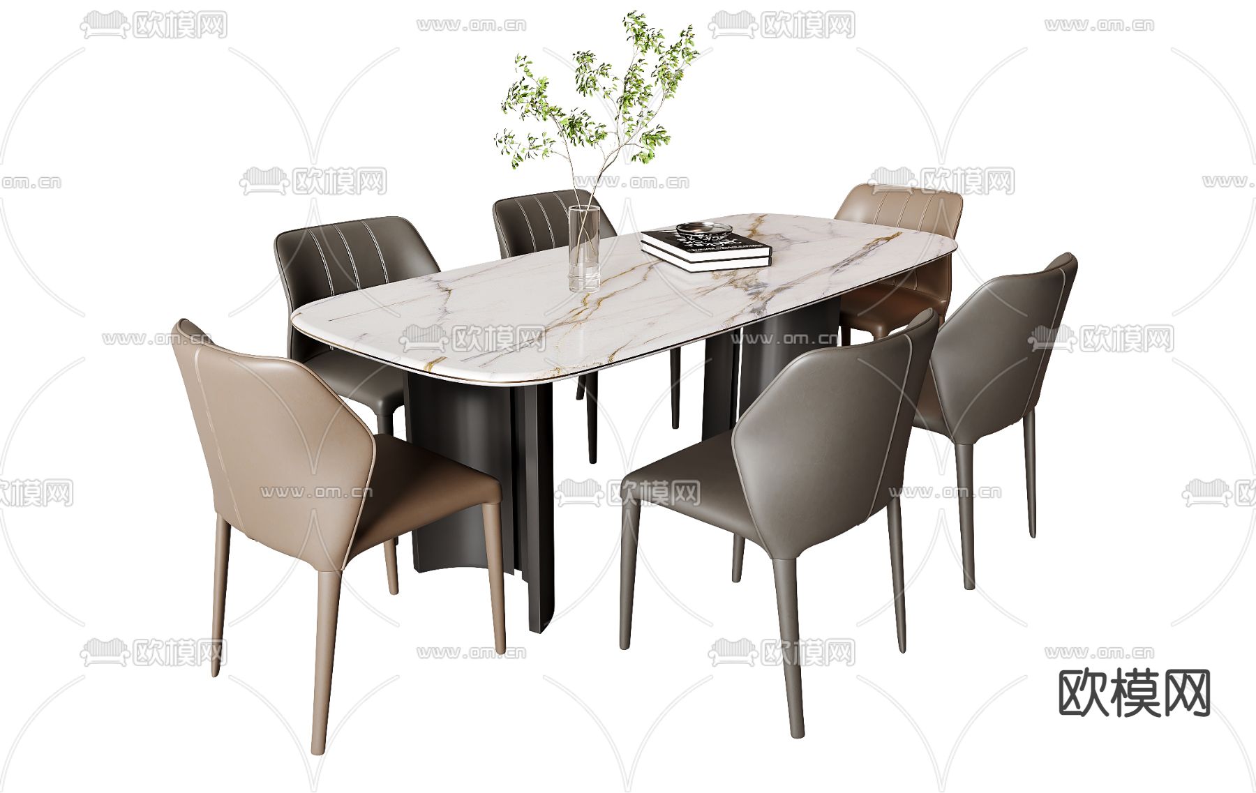 大理石餐桌椅3d模型下载