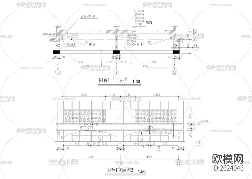 歐式多層建筑CAD施工圖下載(渲染圖4)