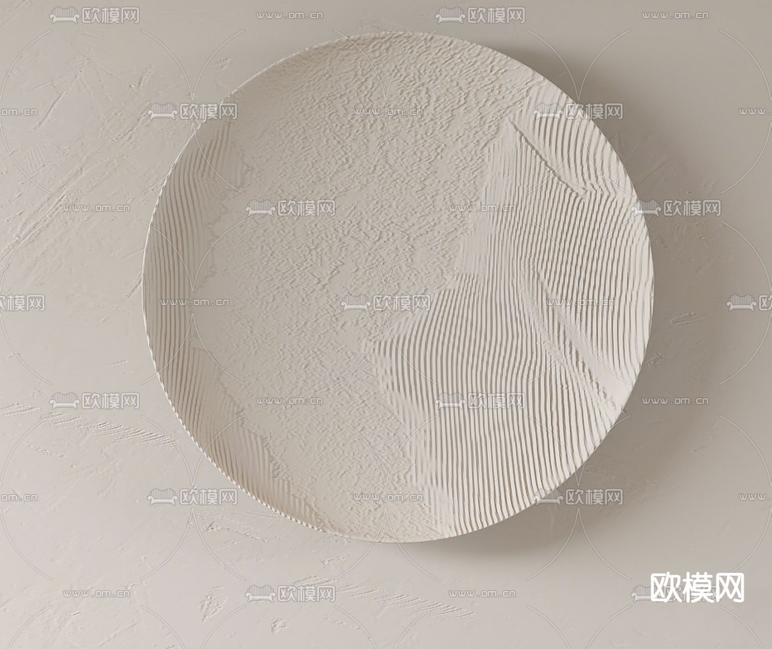 奶油圆盘墙饰 挂饰su模型