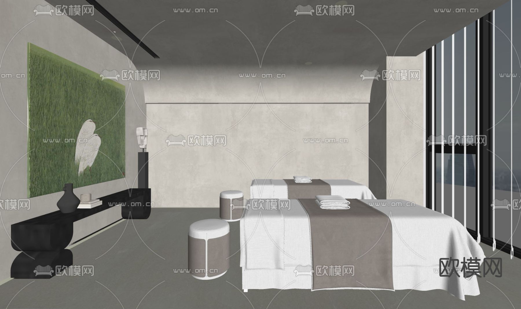 侘寂风SPA馆 护理房su模型下载（渲染图2）