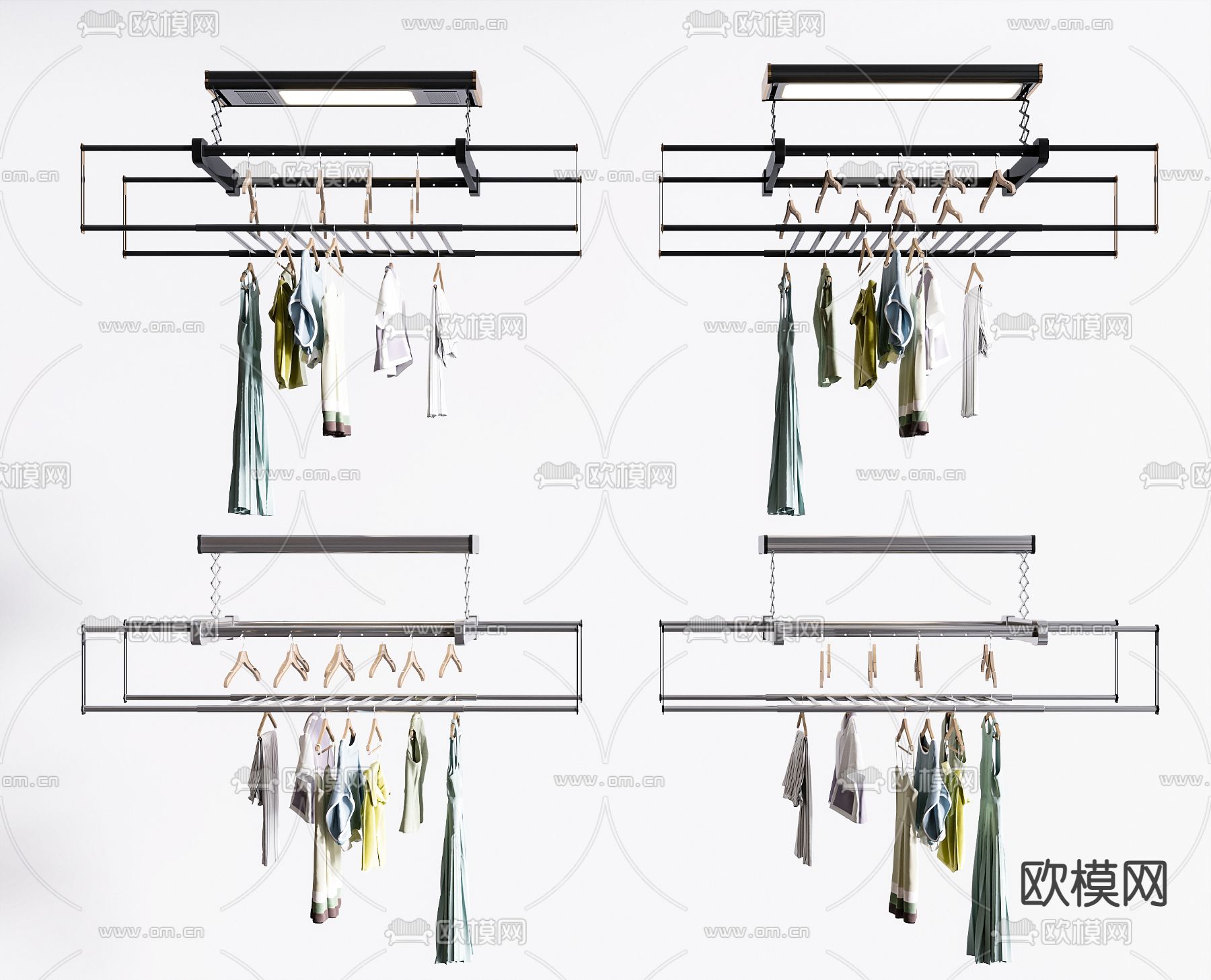 电动晒衣杆 升降晾衣架3d模型下载