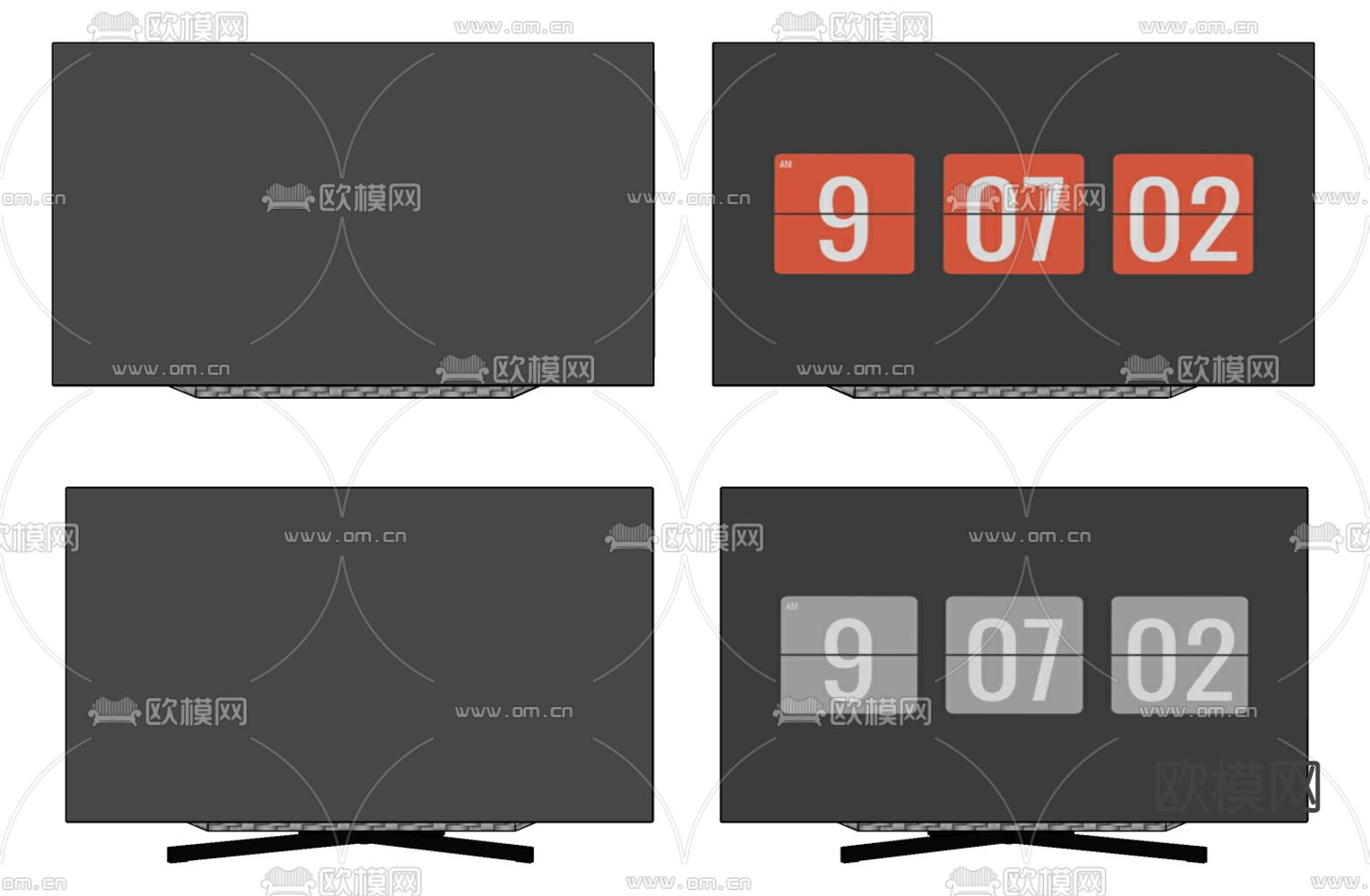 现代电视机su模型下载（渲染图2）
