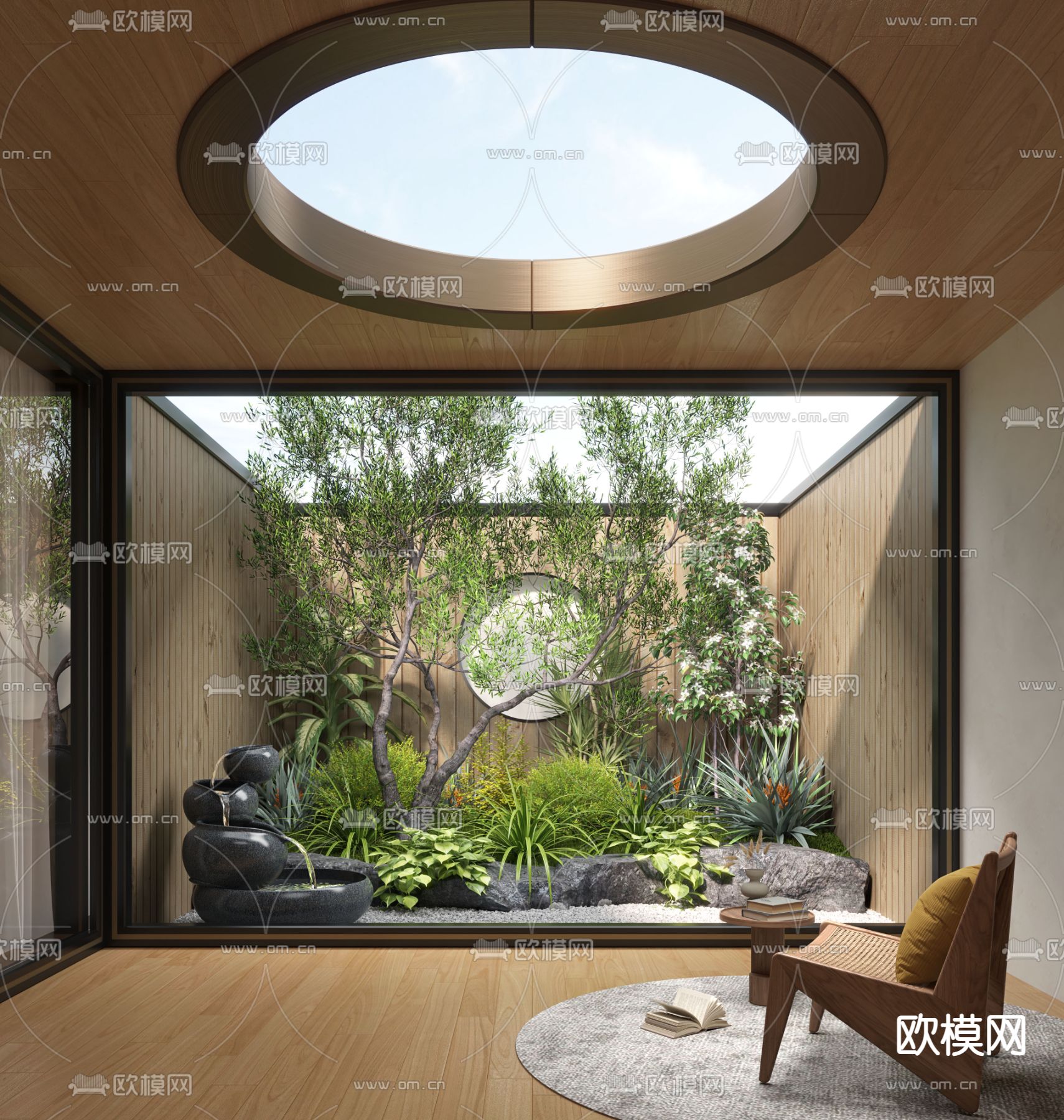 庭院景观 天井园林3d模型下载_ID14075714_3dmax免费模型-欧模网