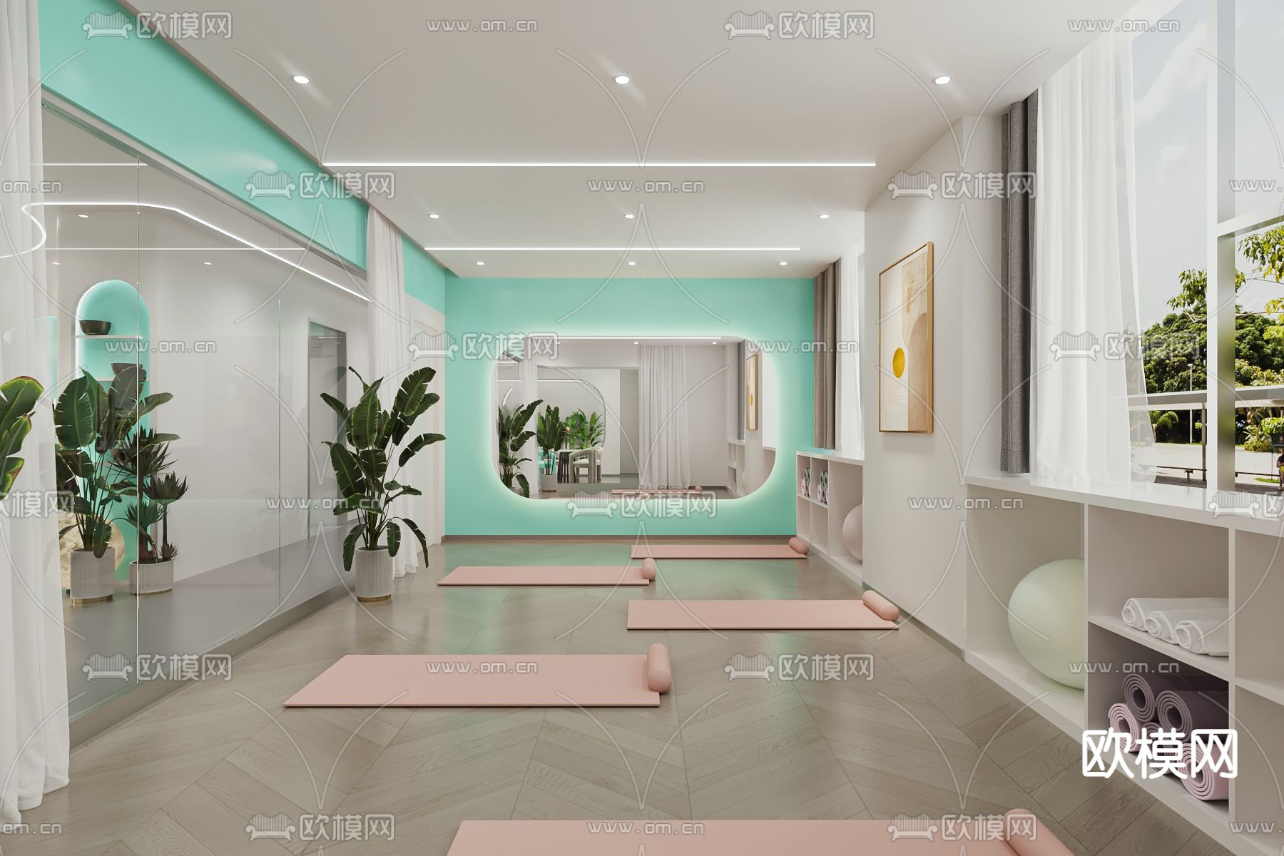 瑜伽室 健身房3d模型下载（渲染图2）