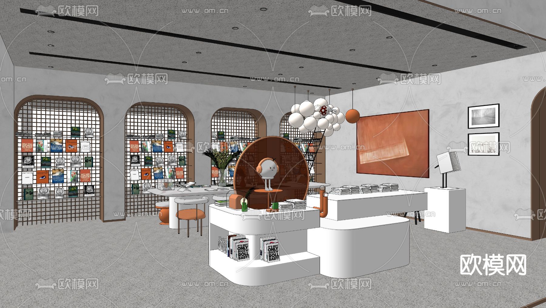 图书馆 书店su模型下载（渲染图1）