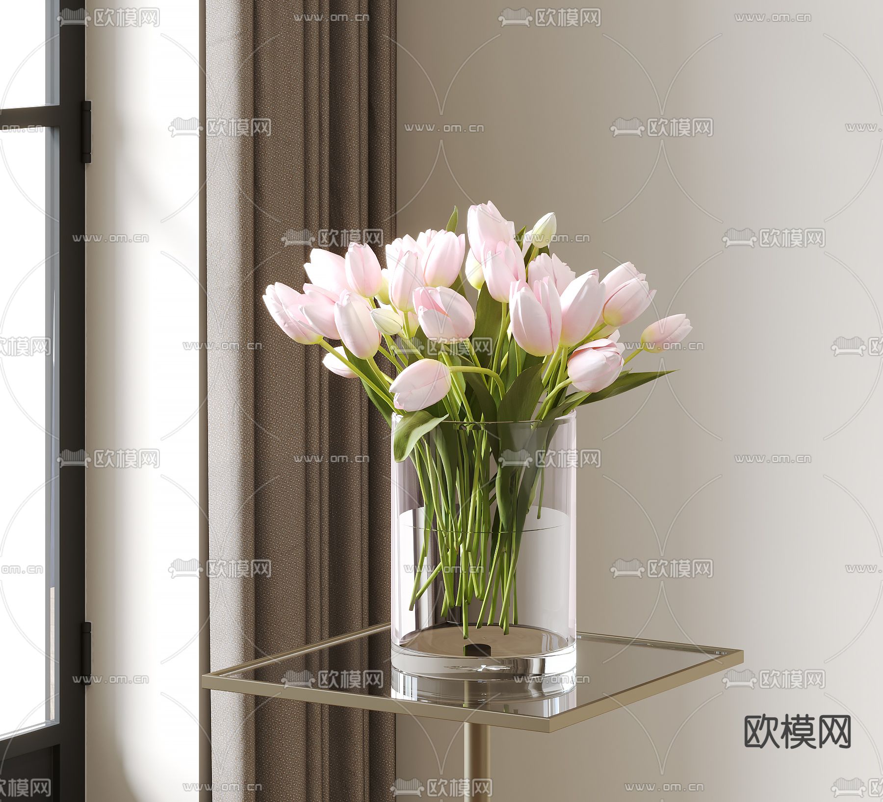 花瓶插花 鲜花 水生植物3d模型下载