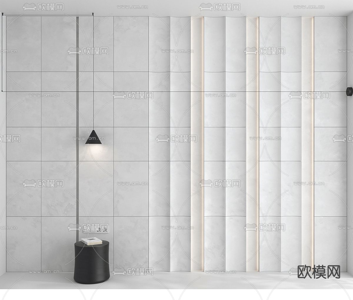 侘寂床头背景su模型下载（渲染图1）