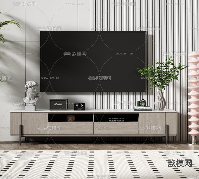现代电视柜3d模型下载(渲染图1)