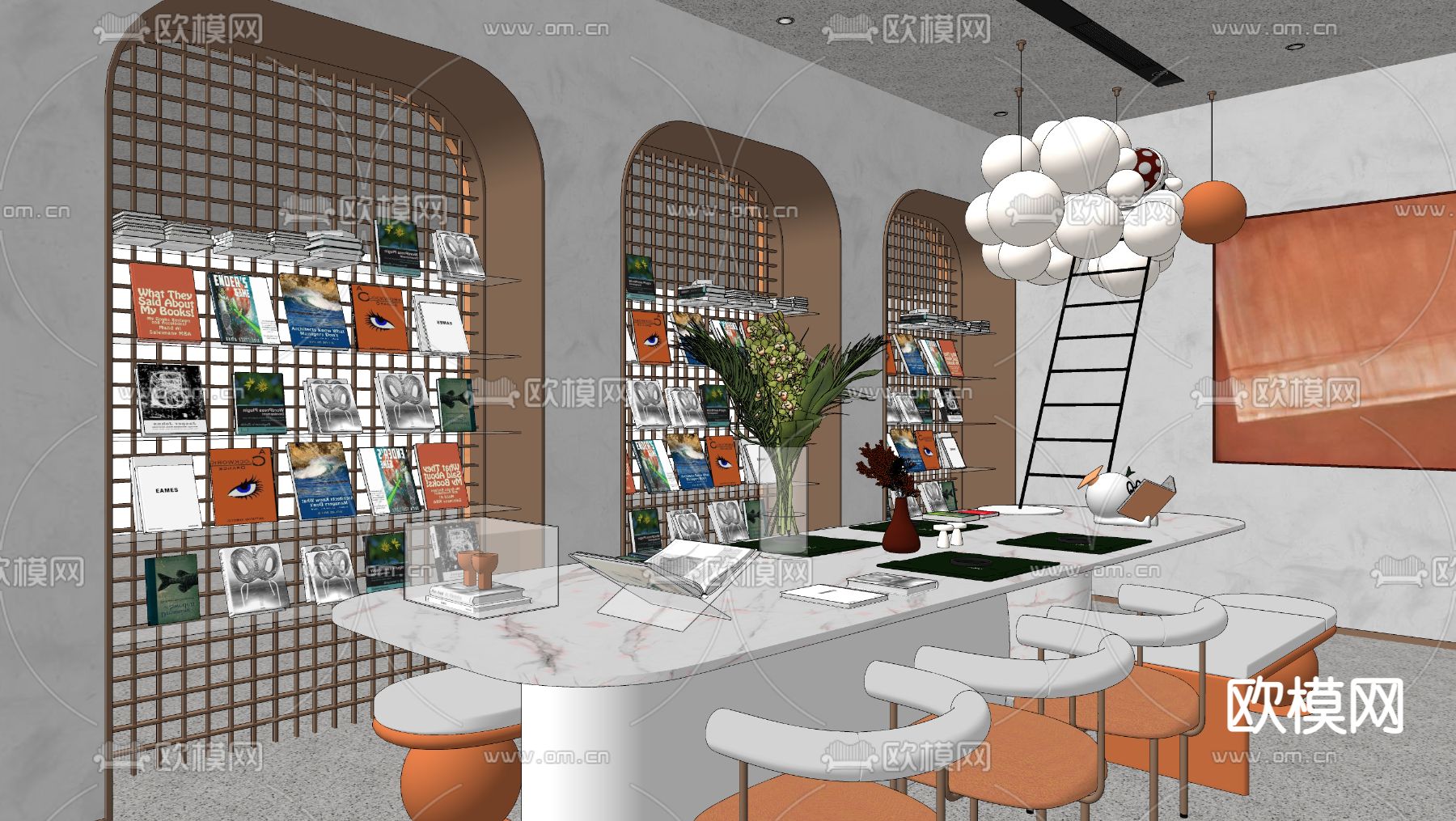 图书馆 书店su模型下载（渲染图2）