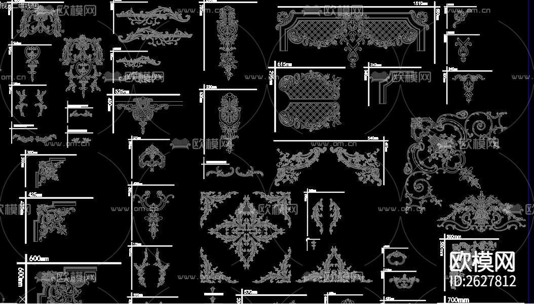 法式拼花CAD图库下载（渲染图3）