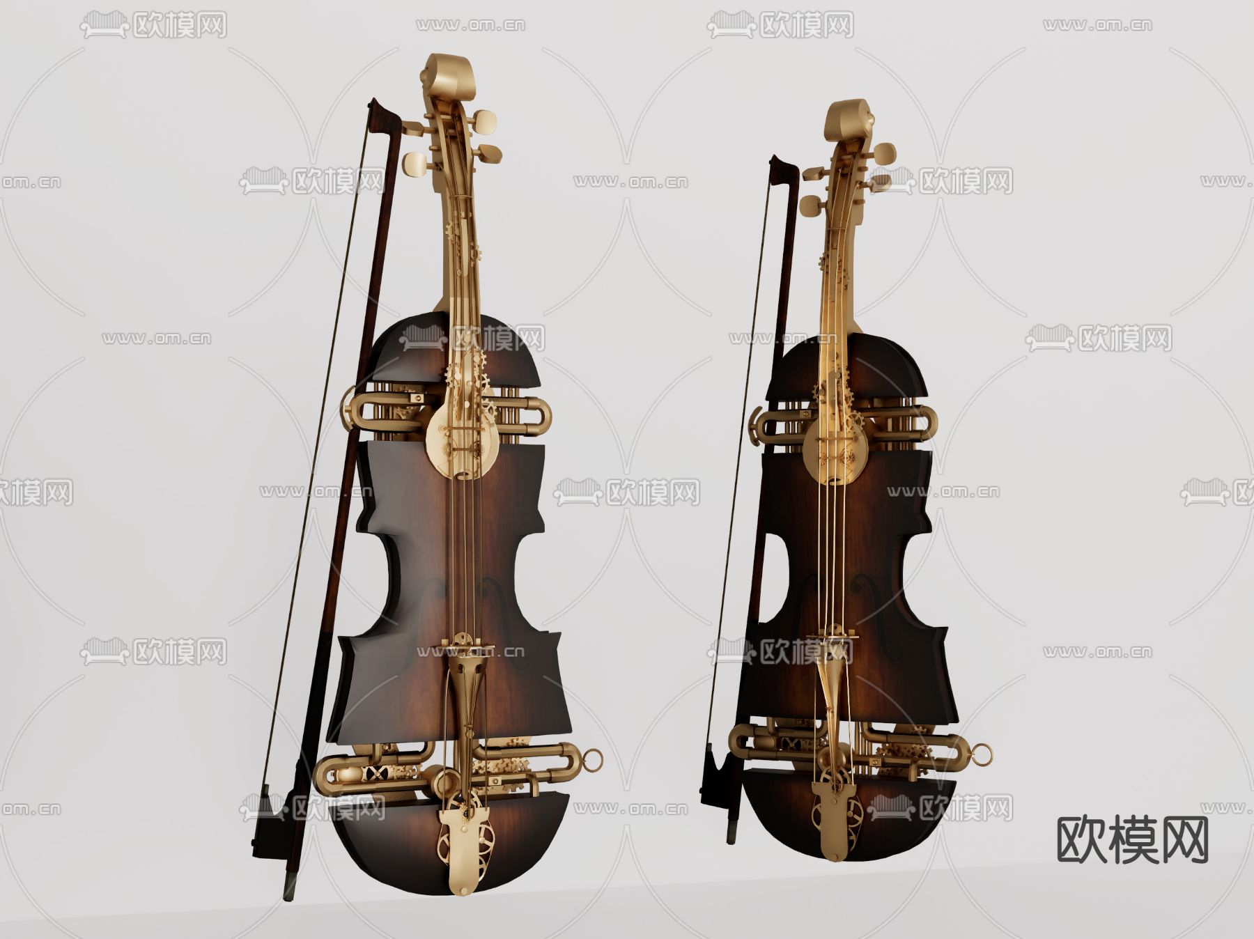 复古小提琴su模型下载（渲染图1）