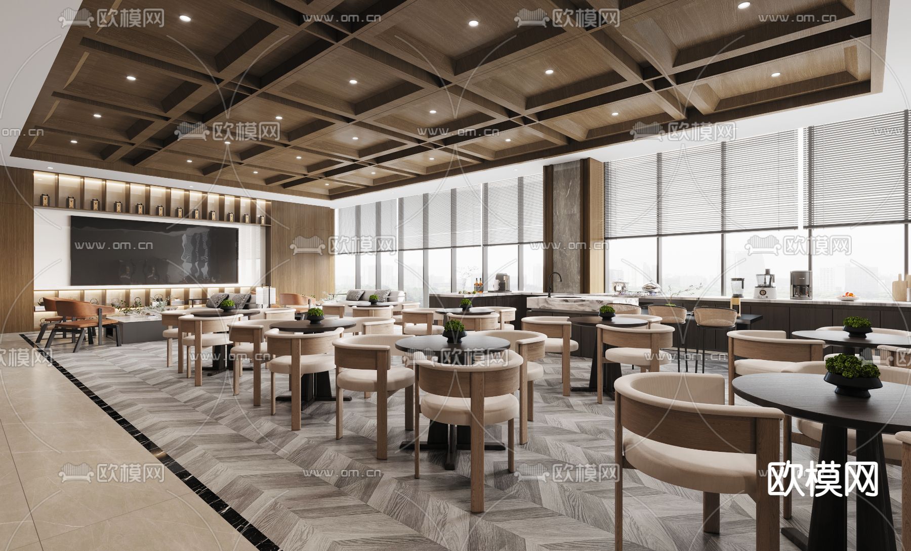 办公室前台 接待区 休息区3d模型下载（渲染图1）