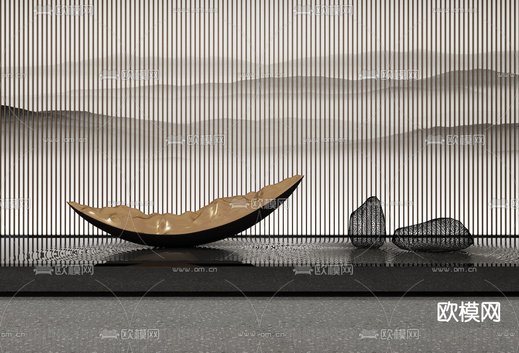 船型雕塑 艺术装置su模型下载（渲染图1）