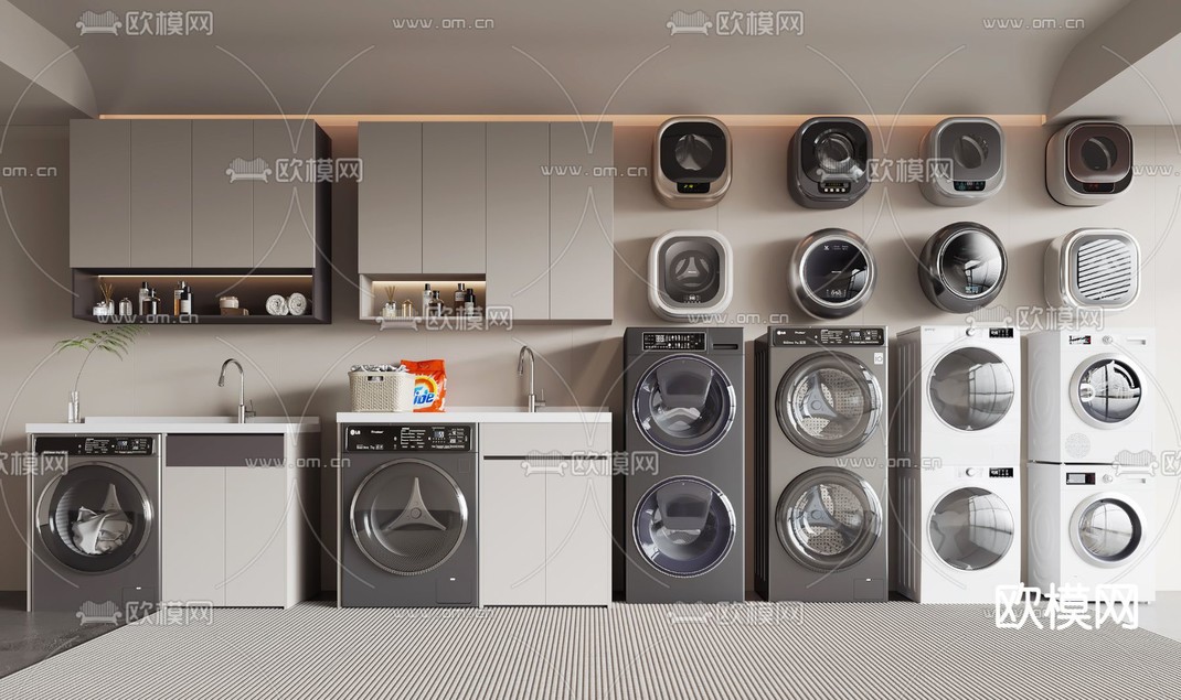 壁挂洗衣机 洗衣机柜3d模型