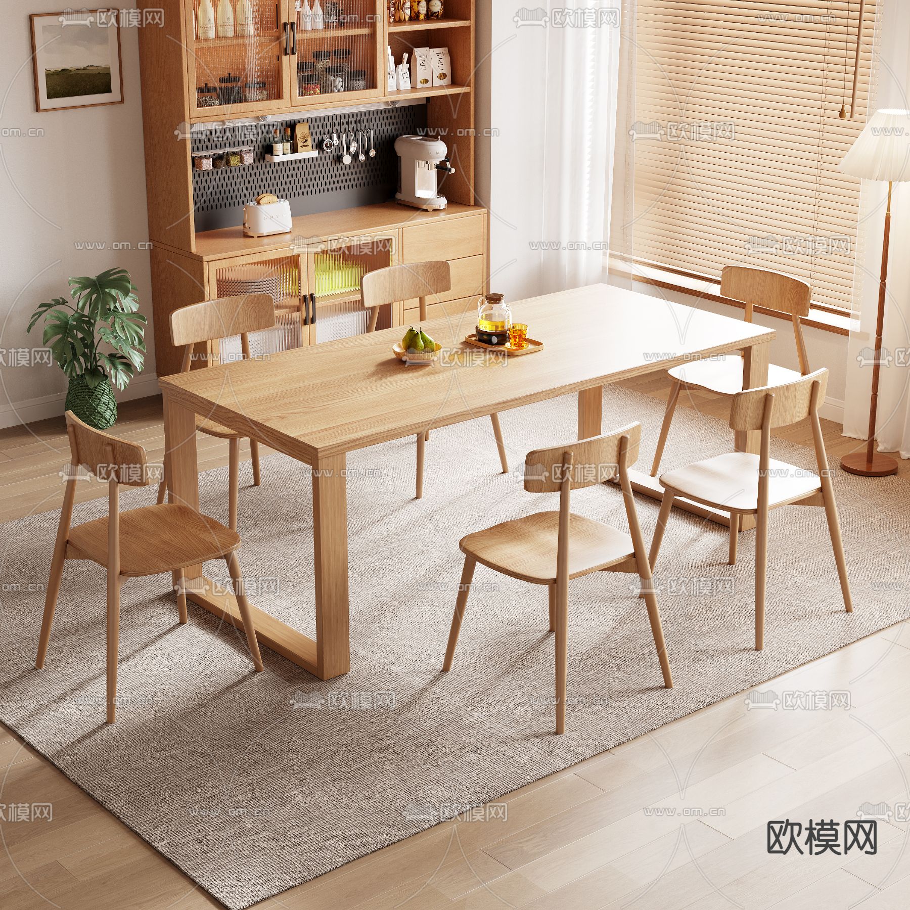 北欧餐桌椅3d模型下载