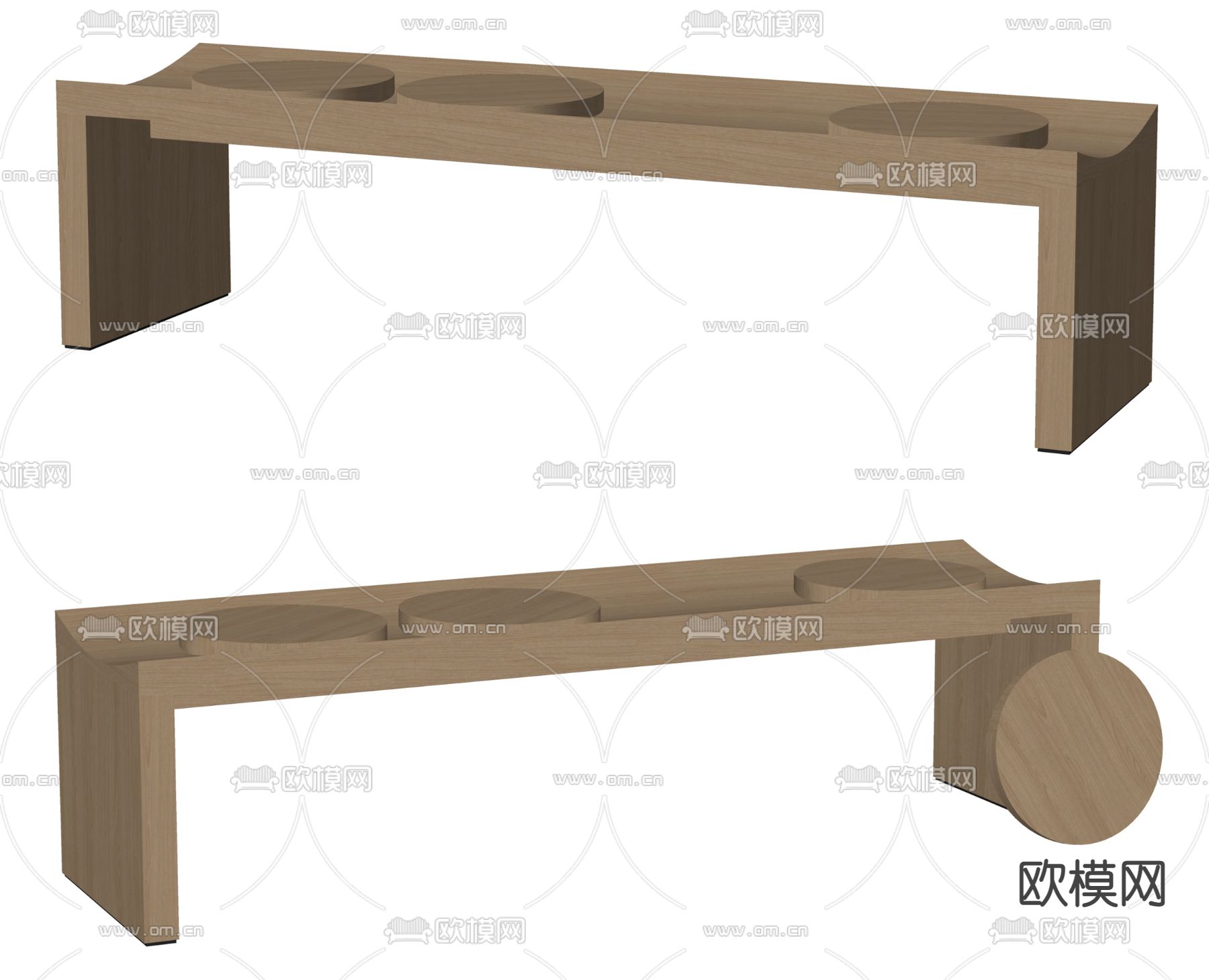 实木长凳 凳子su模型