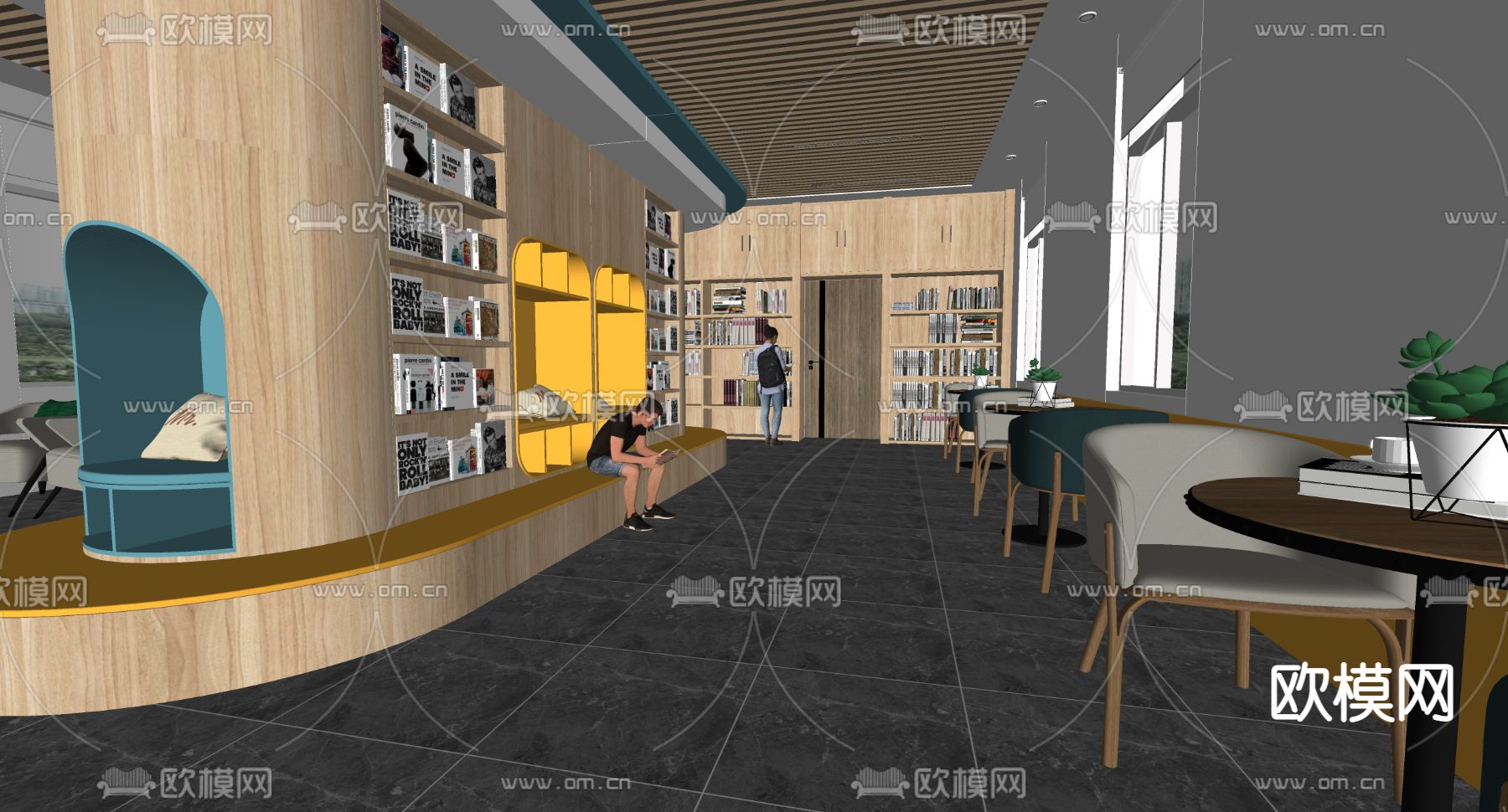 图书馆 阅读室su模型下载（渲染图2）