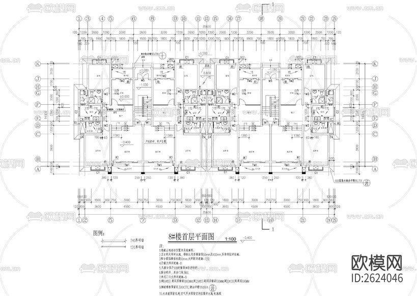歐式多層建筑CAD施工圖下載(渲染圖1)