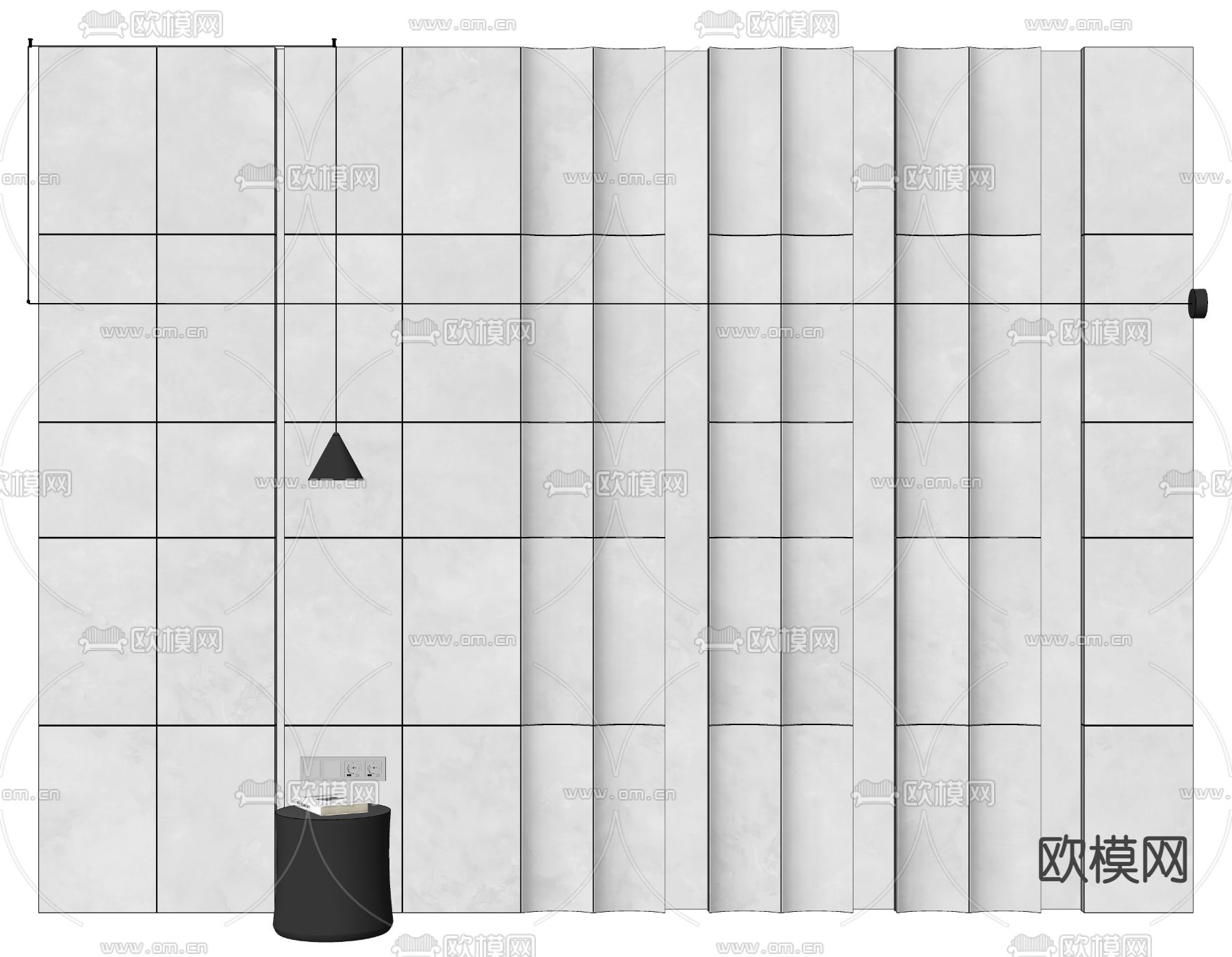 侘寂床头背景su模型下载（渲染图2）
