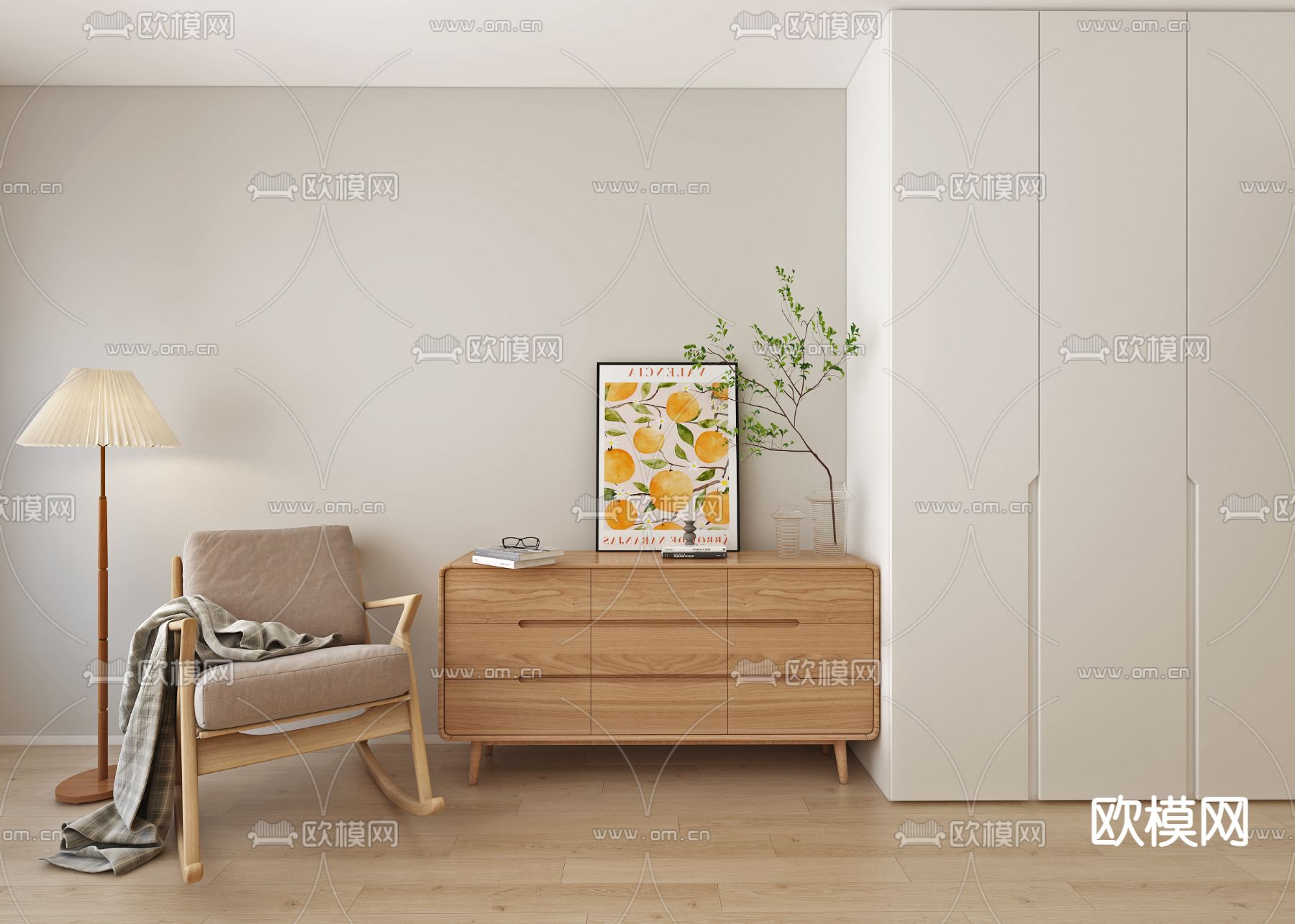 北欧边柜 斗柜3d模型下载