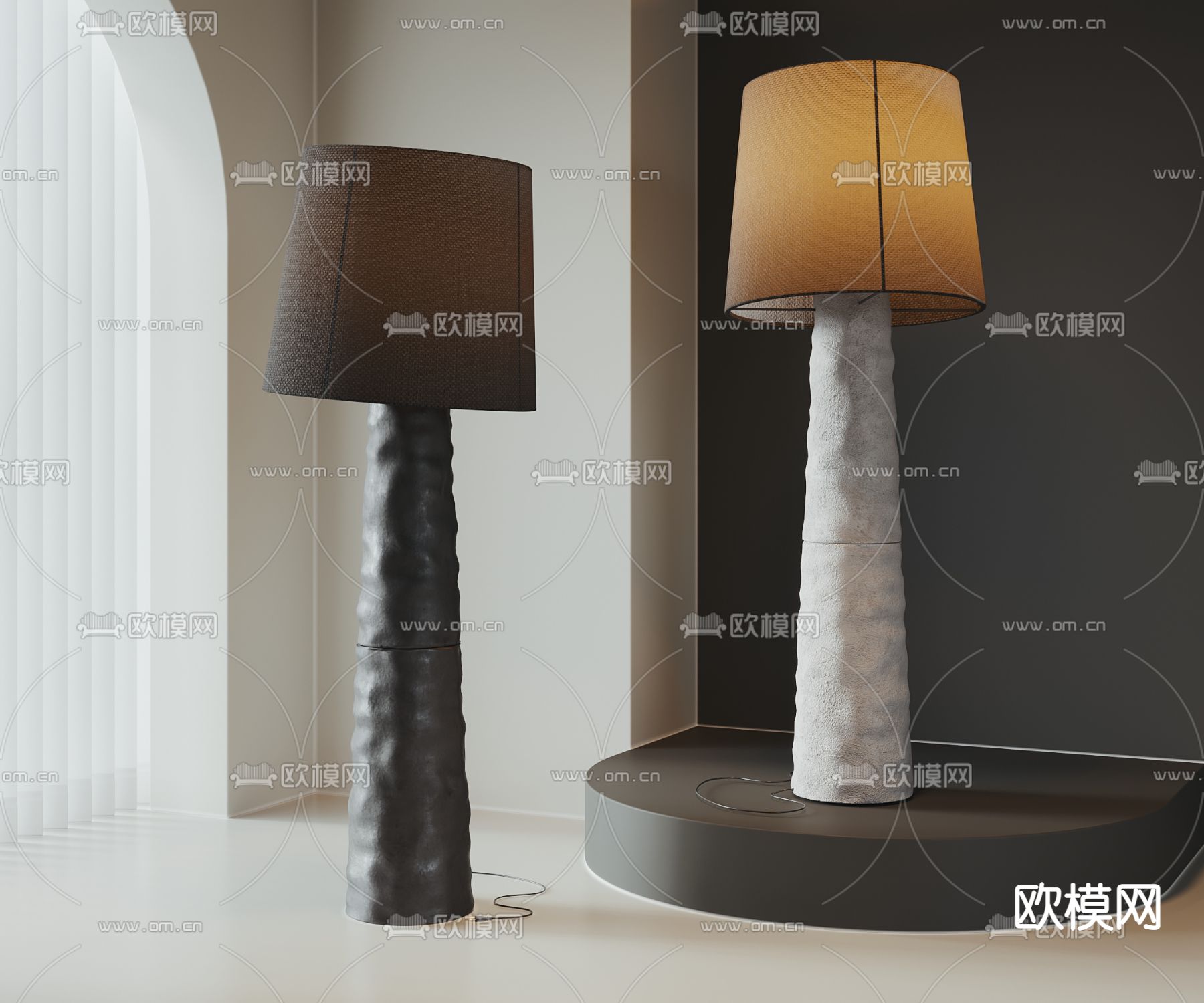 侘寂风落地灯su模型下载（渲染图1）