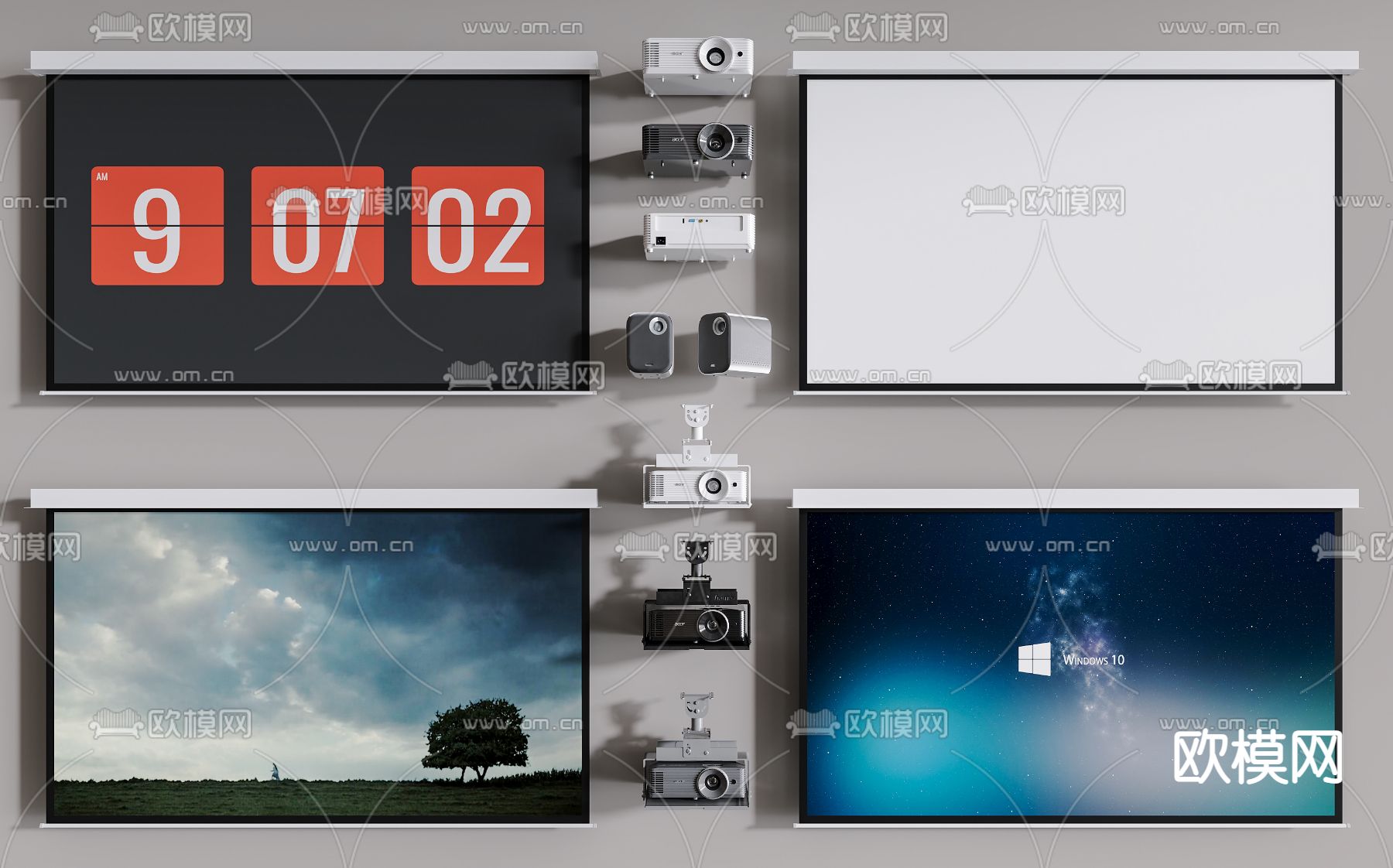 投影仪 幕布3d模型