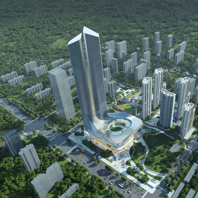  商业圈 鸟瞰su模型 