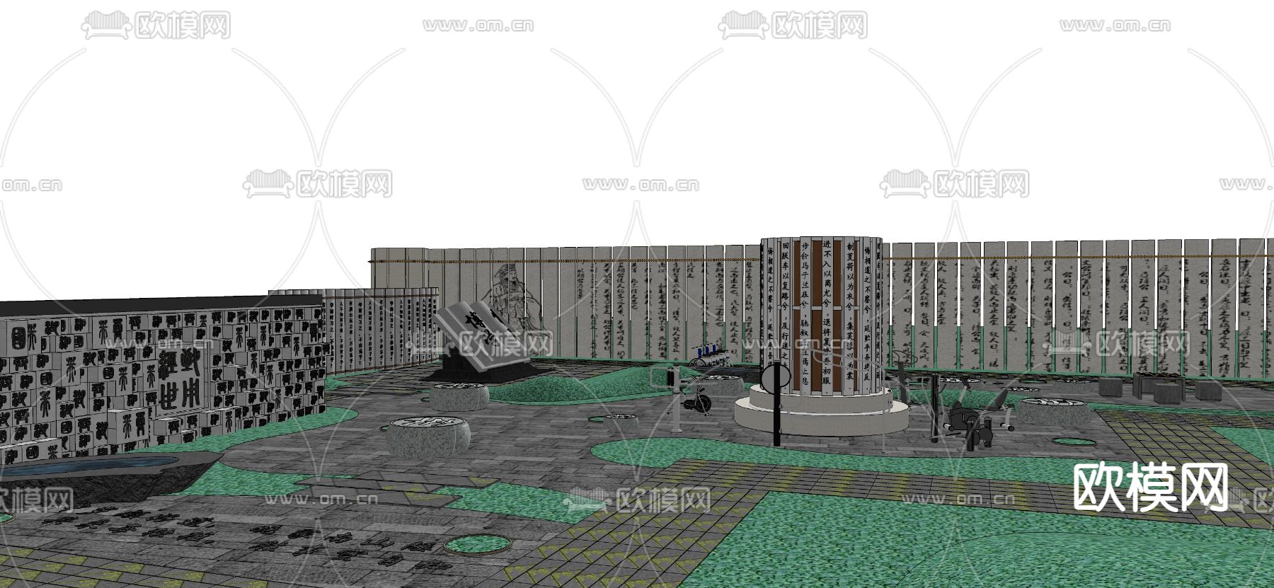 文化广场 健身广场su模型
