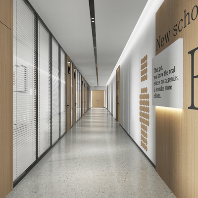  办公室过道 走廊su模型 