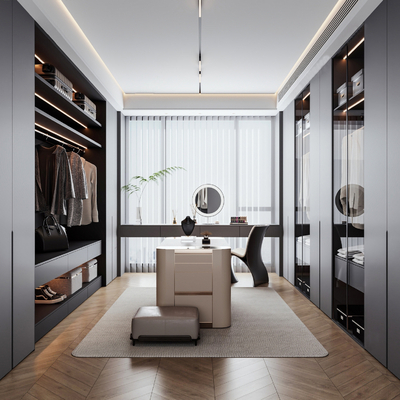  现代衣帽间su模型 