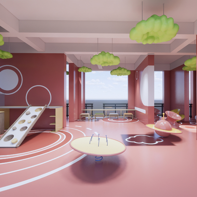  架空层 儿童活动区su模型 