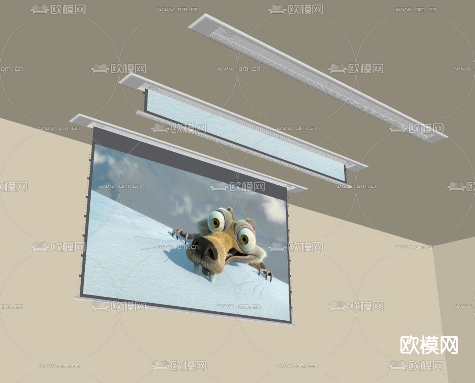 隐藏幕布 投影幕布su模型下载（渲染图2）