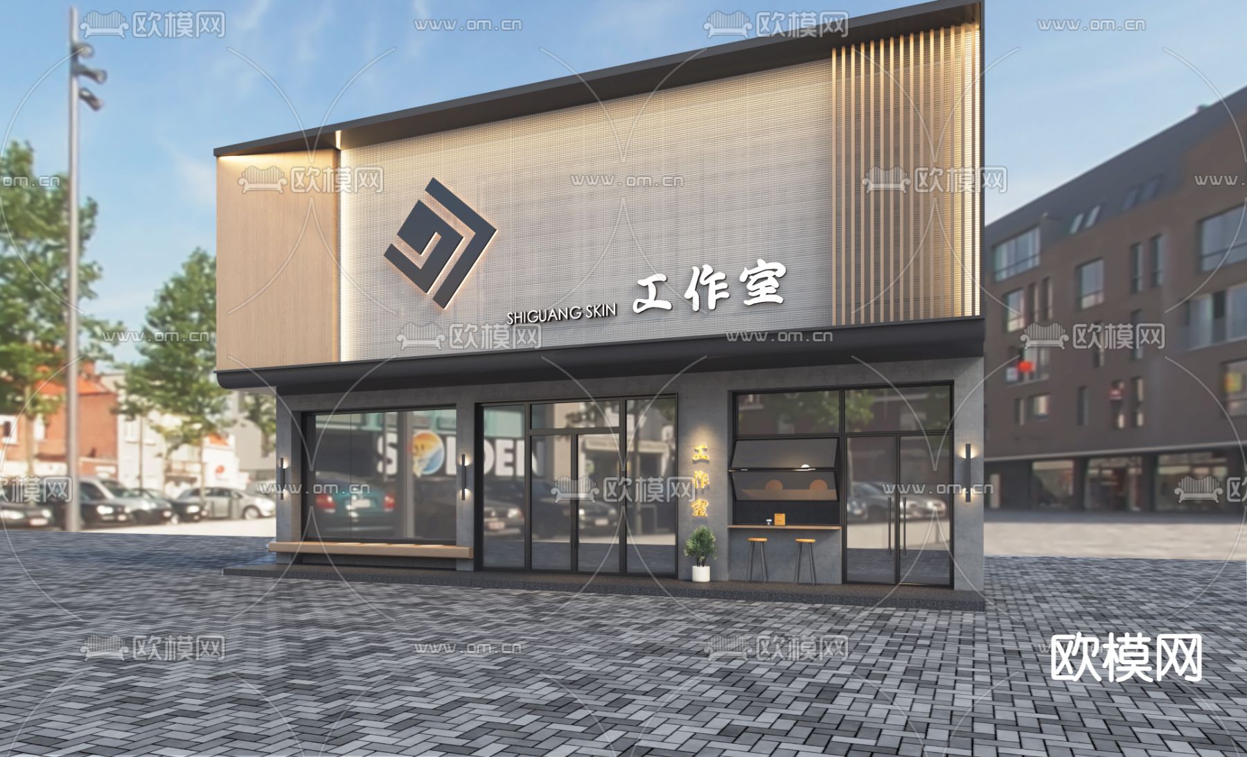 工作室门面 门头3d模型下载_ID14078142_3dmax免费模型-欧模网