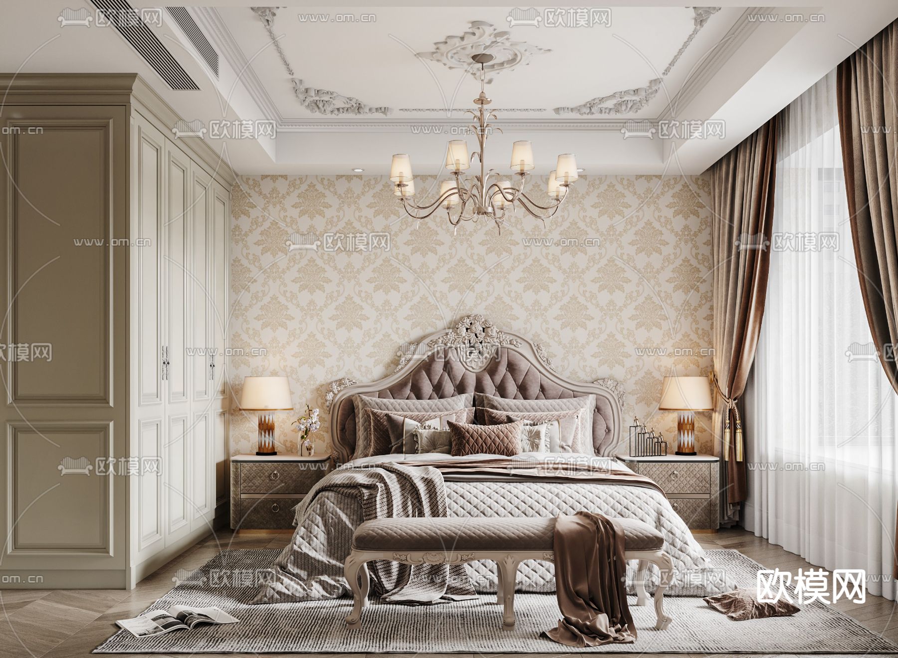 欧式客厅3d模型下载（渲染图2）