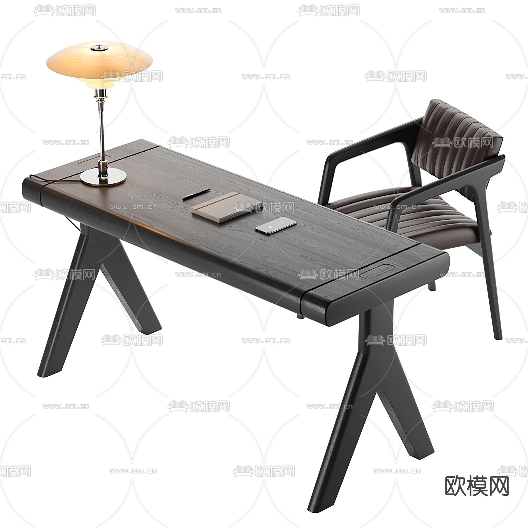 现代书桌椅su模型下载（渲染图1）