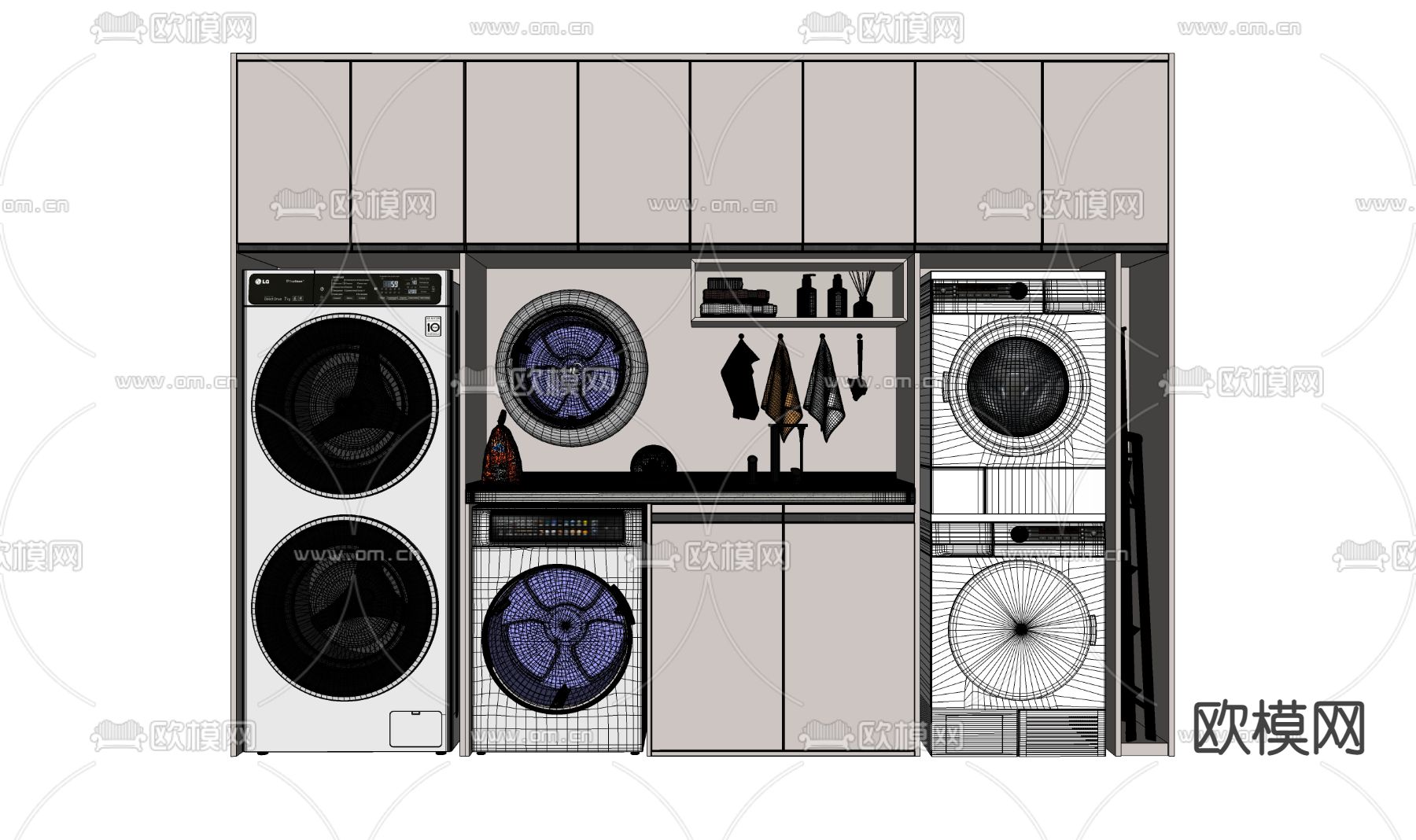 洗衣机su模型下载（渲染图2）