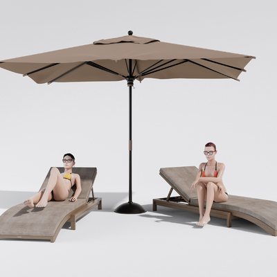  户外椅 沙滩椅 躺椅su模型 