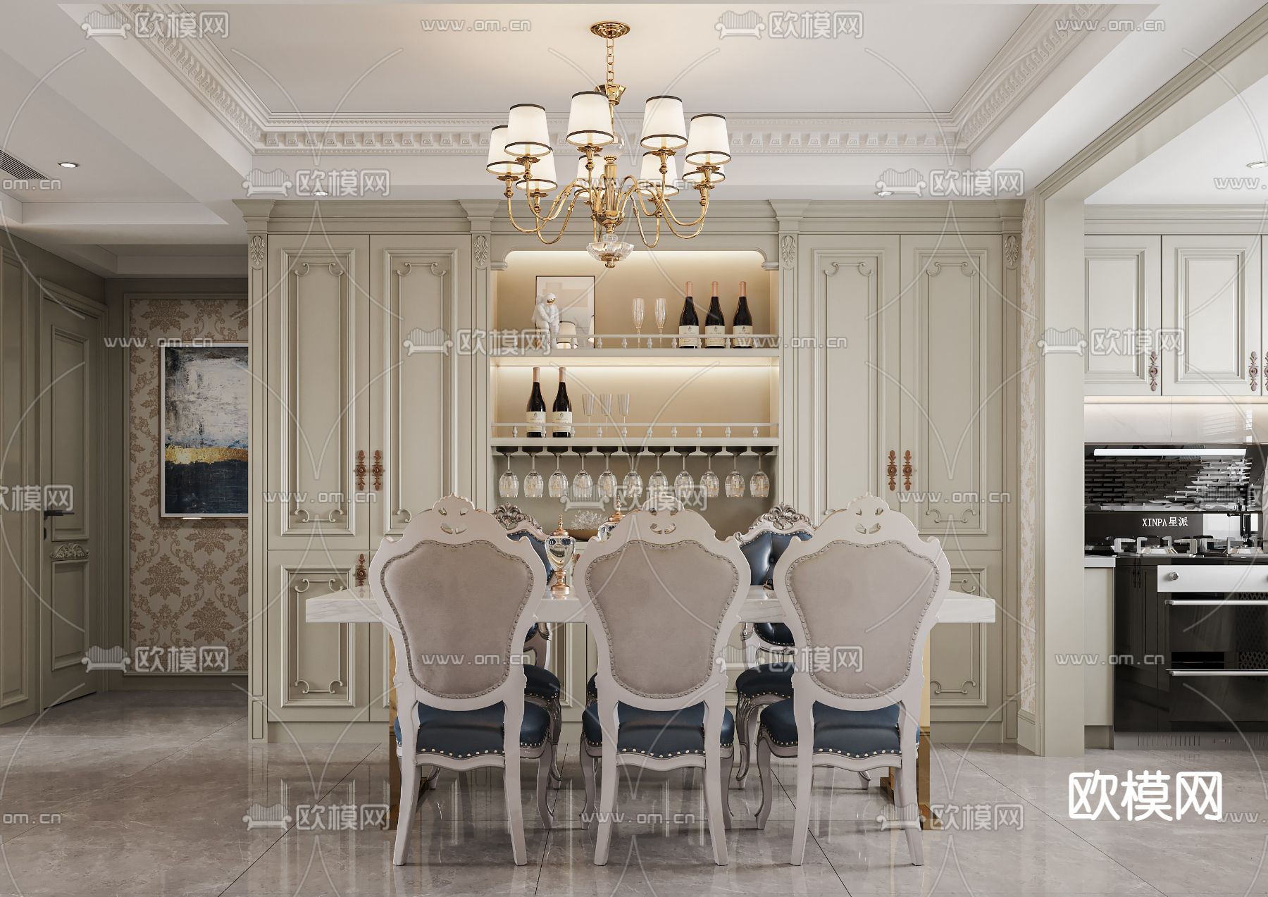 欧式客厅3d模型下载（渲染图5）