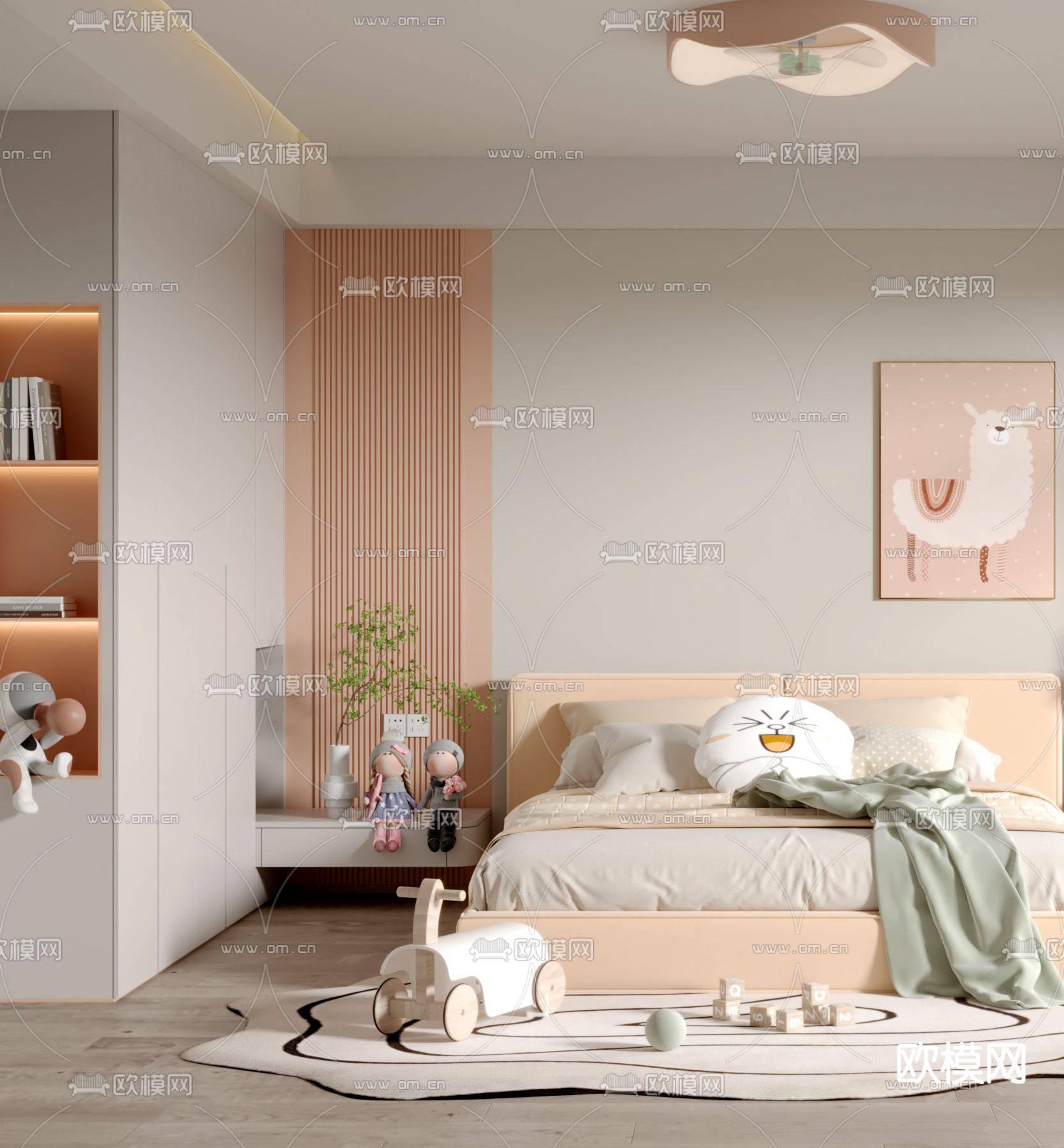 儿童房 女孩房 小孩房3d模型下载（渲染图2）