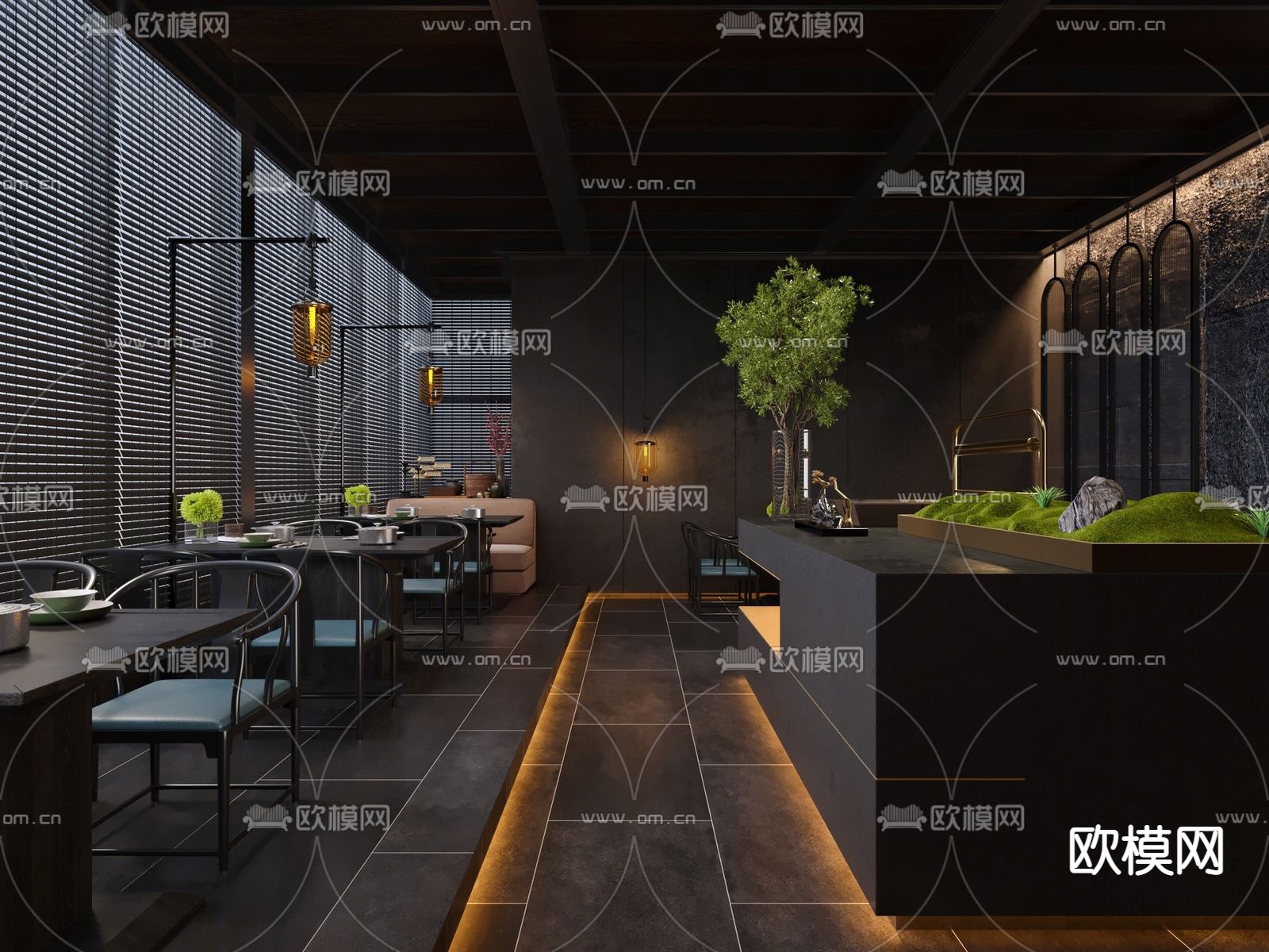 中餐厅 用餐区su模型下载（渲染图1）