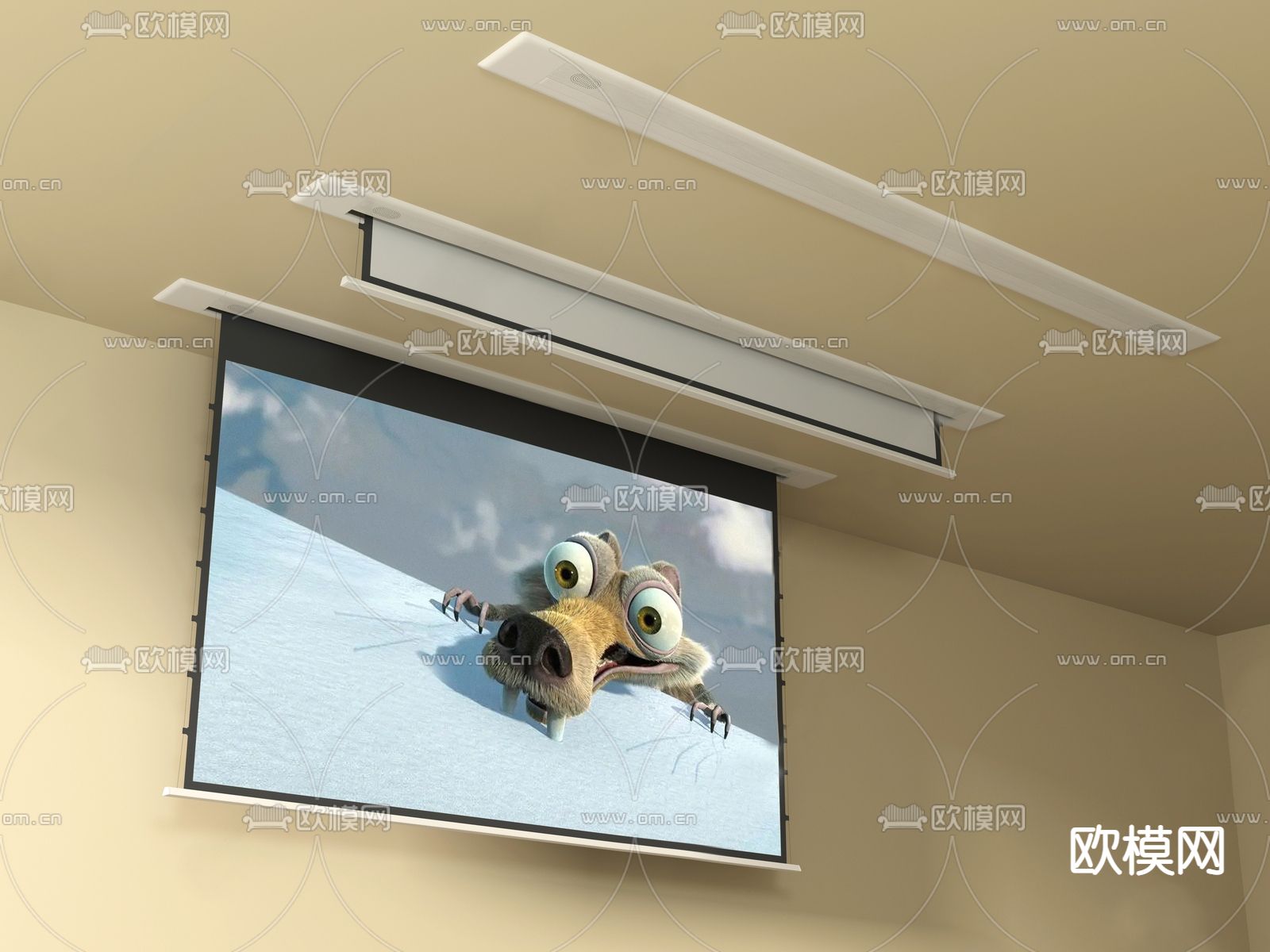 隐藏幕布 投影幕布su模型下载（渲染图1）
