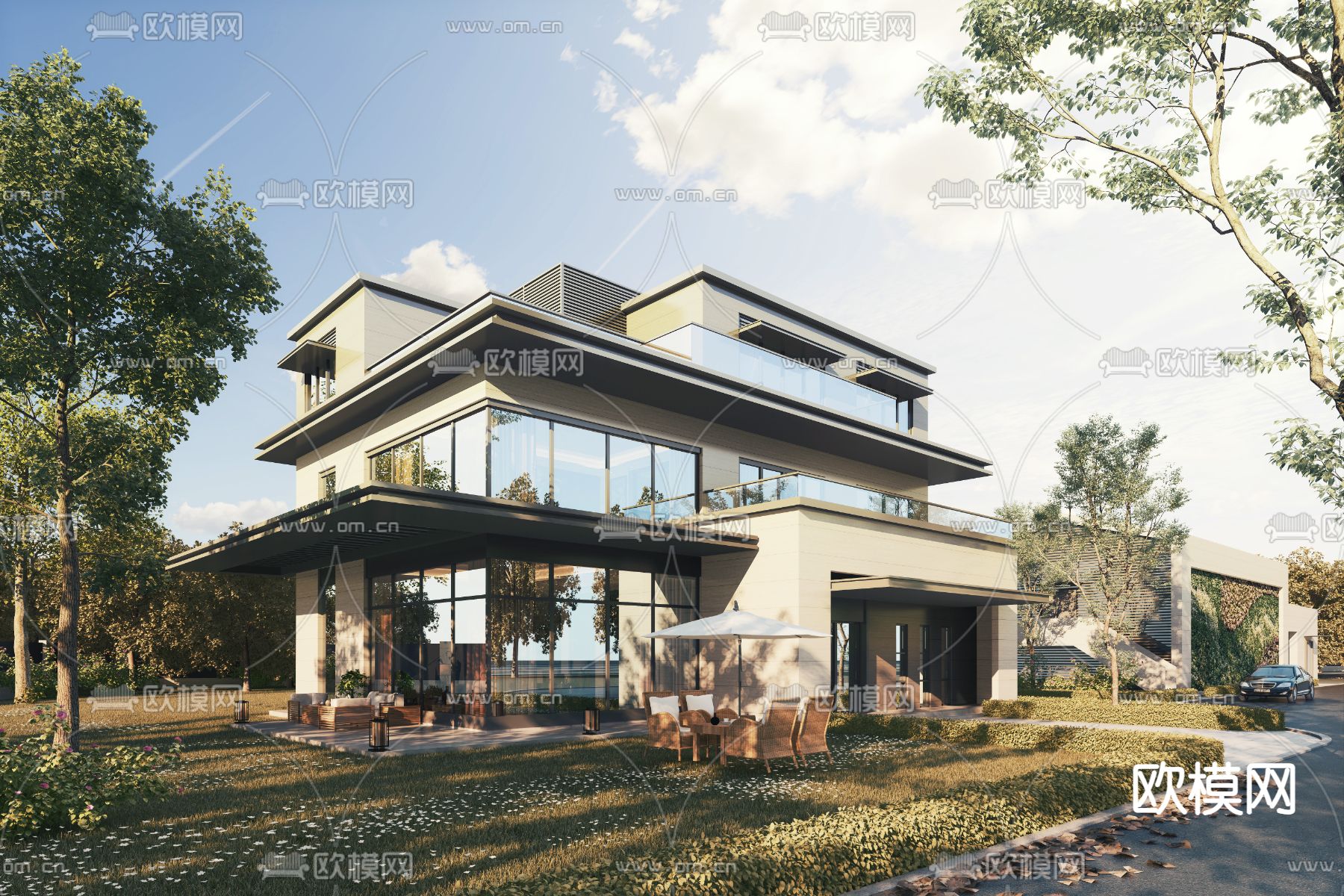 别墅外观3d模型下载