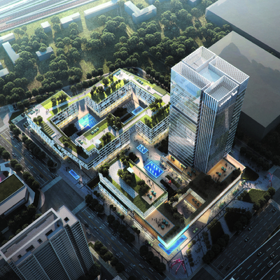  商业综合体 鸟瞰su模型 