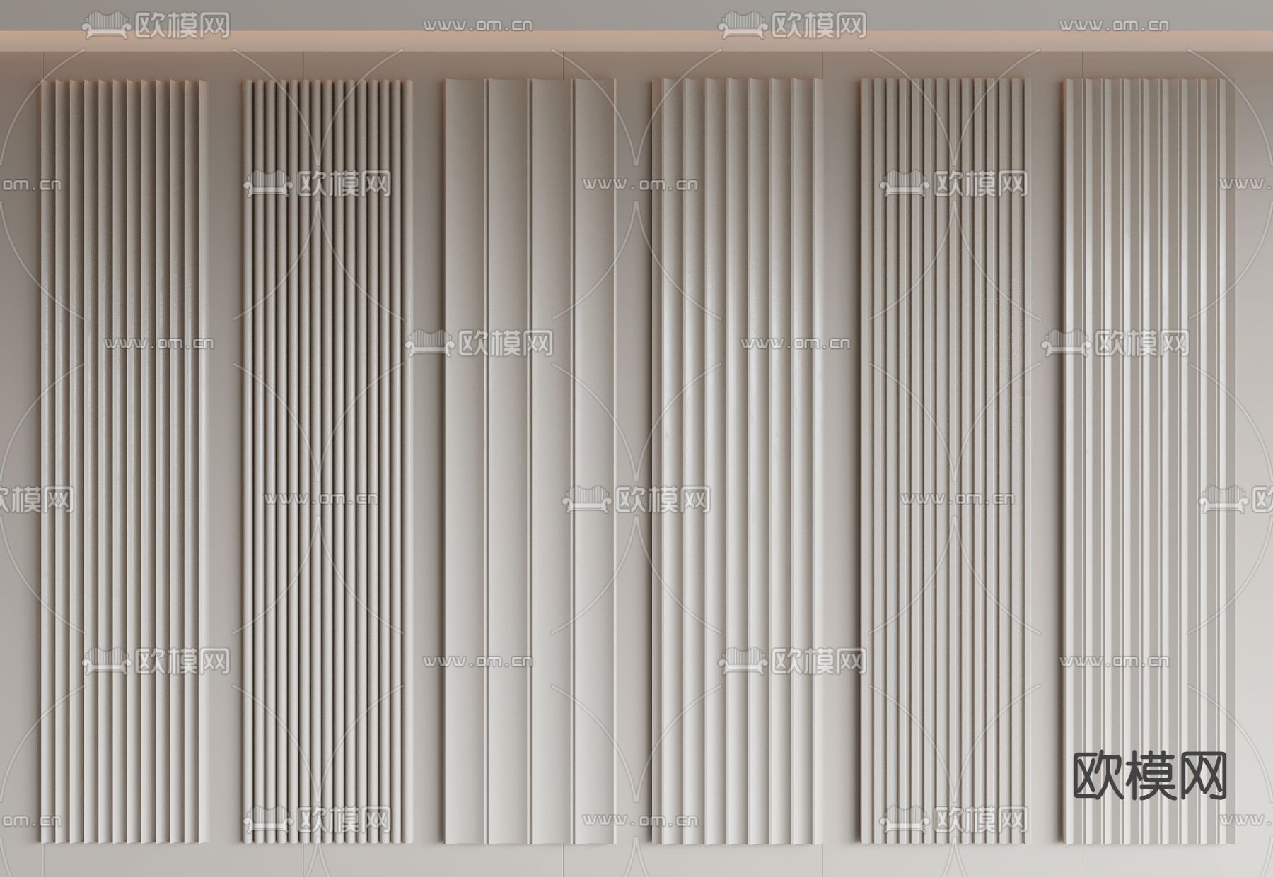 护墙板 格栅板 长城板 波浪板3d模型下载