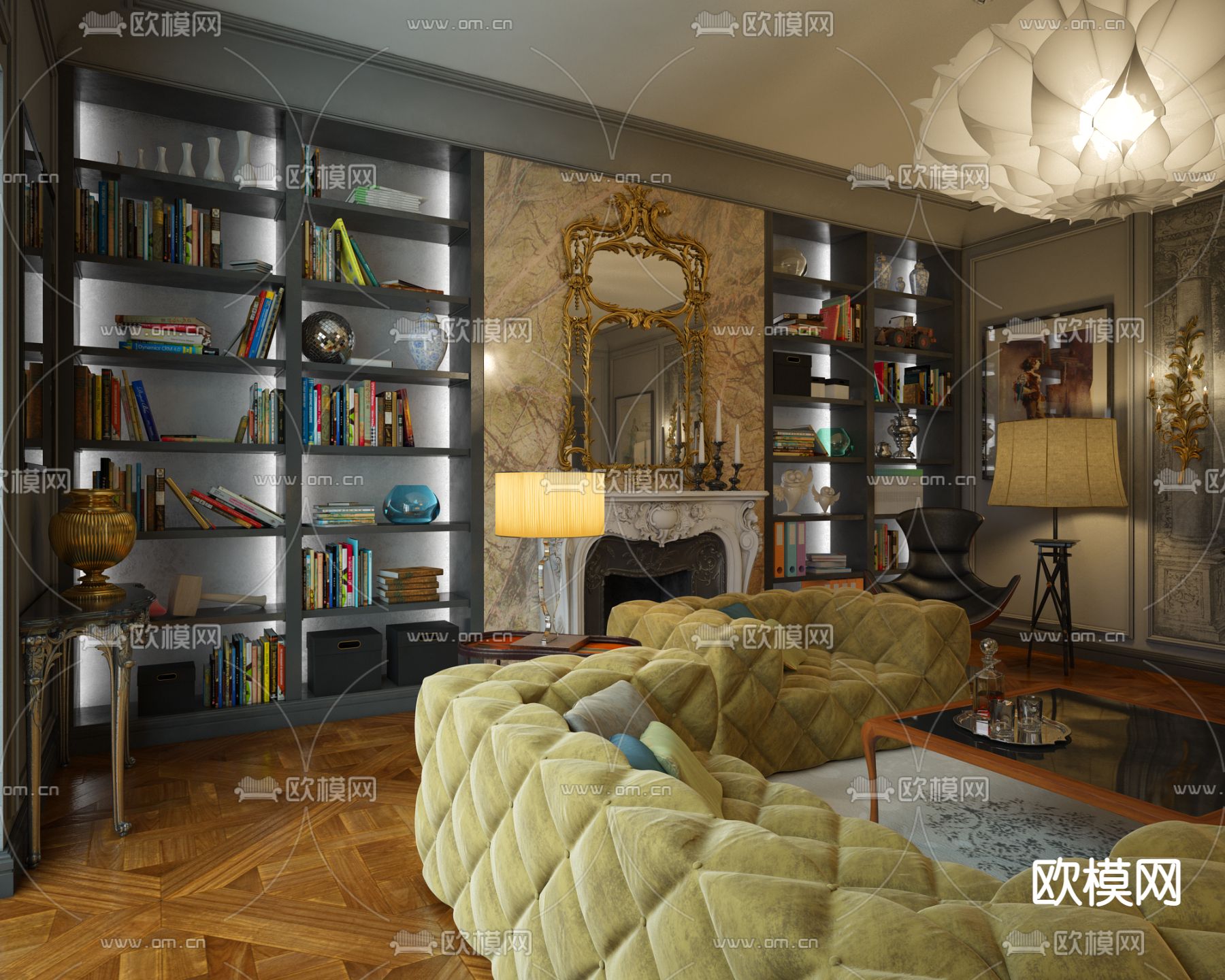 欧式客厅3d模型下载（渲染图9）