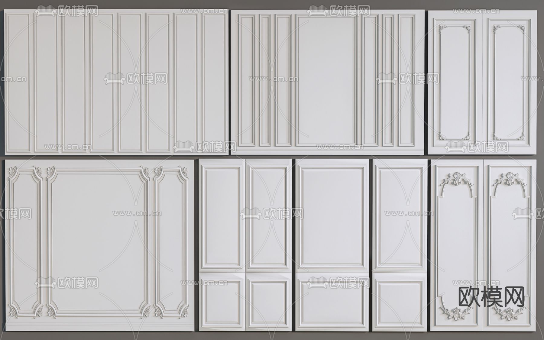 法式石膏板 护墙板su模型下载（渲染图1）