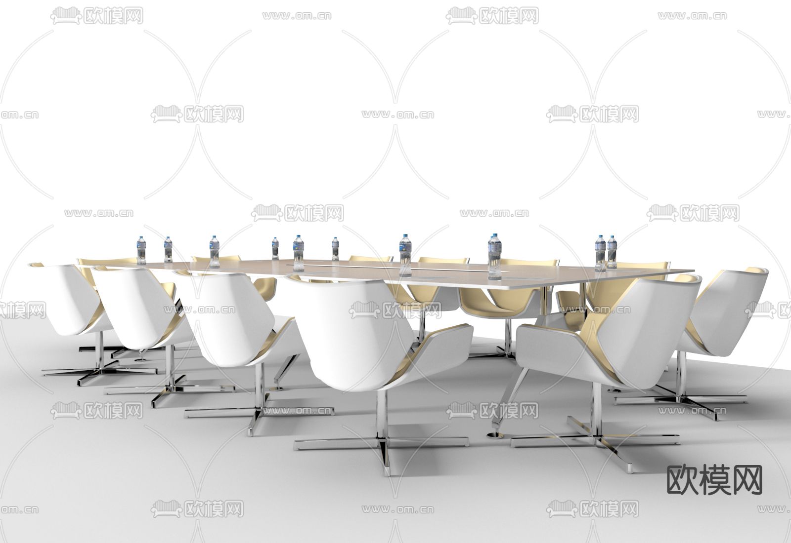 现代会议桌椅3d模型下载（渲染图1）