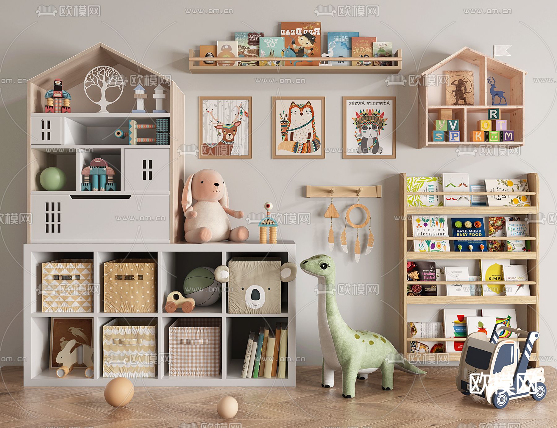 儿童书柜 书架 玩具3d模型下载